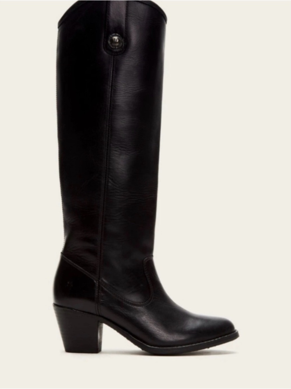 Women’s Black “Jackie Button” tall leather boot